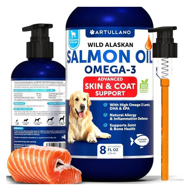 Salmon Oil For Dogs 3 For Dogs 8 FL OZ Wild Alaskan Salmon Fish Oil Meifu Market