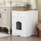 Cat Litter Box Enclosure - Wooden Furniture Side Table with Hidden Storage White - best wooden litter box enclosure with h...