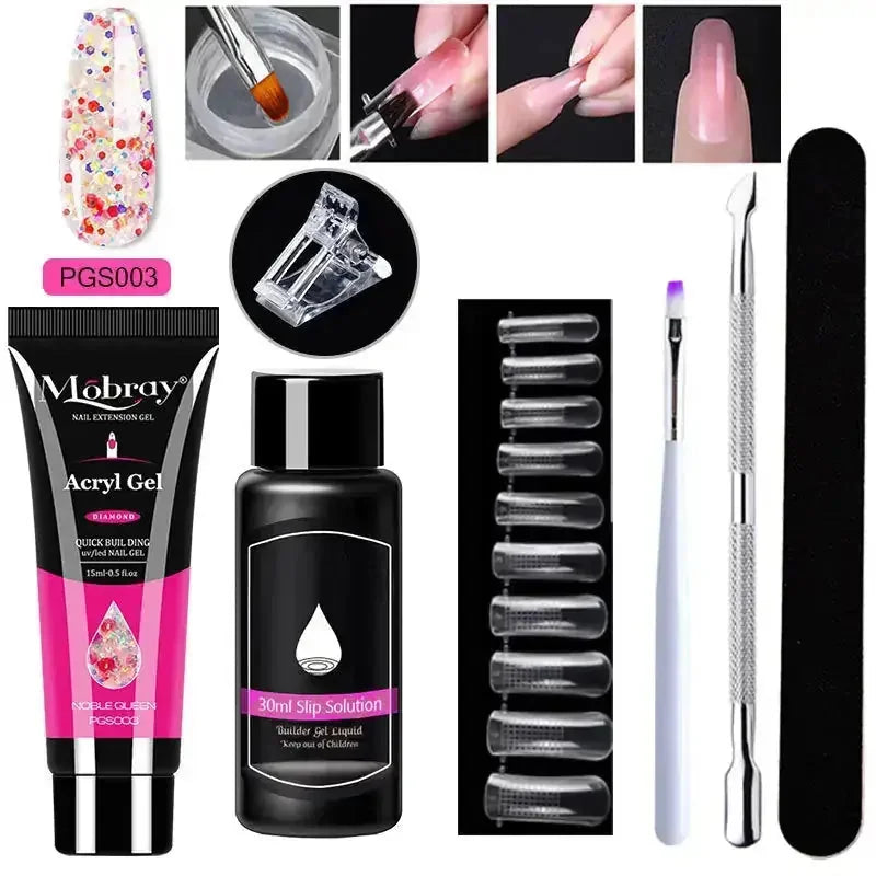 crystal nail extension kit | professional nail art set | acrylic nail forms set | ultrasonic cleaning