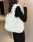 Striped Design Plush Bag Winter Fashion Shoulder Armpit Bags 
