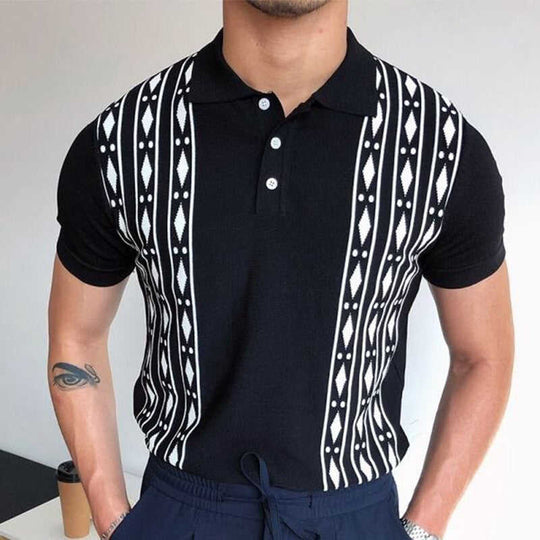 Flocked Jacquard Polo – Slim Fit Textured Shirt for Smart Casual