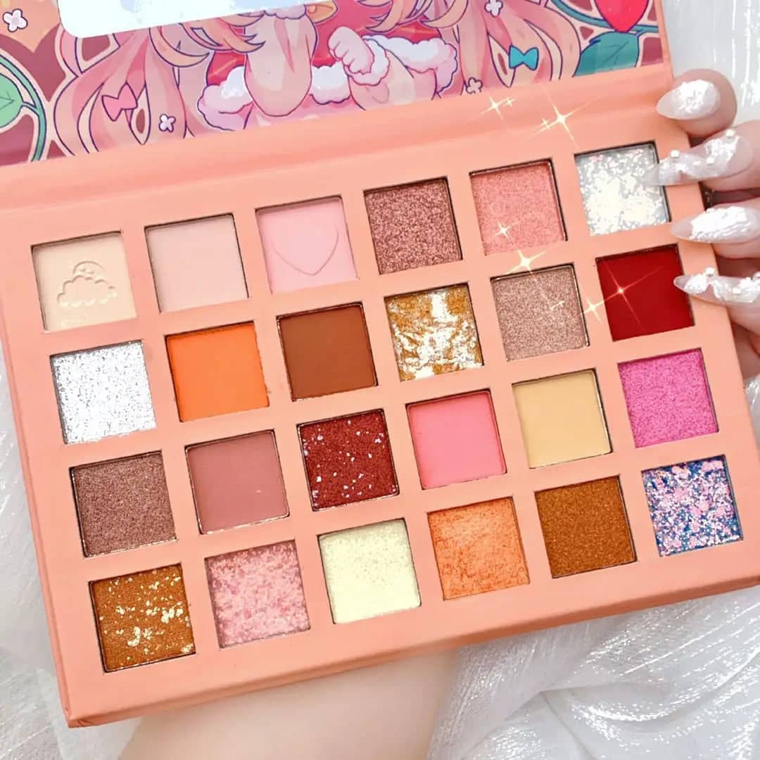 24 Colors Strawberry Girl Eyeshadow Palette Cute Cosmetics for Females 