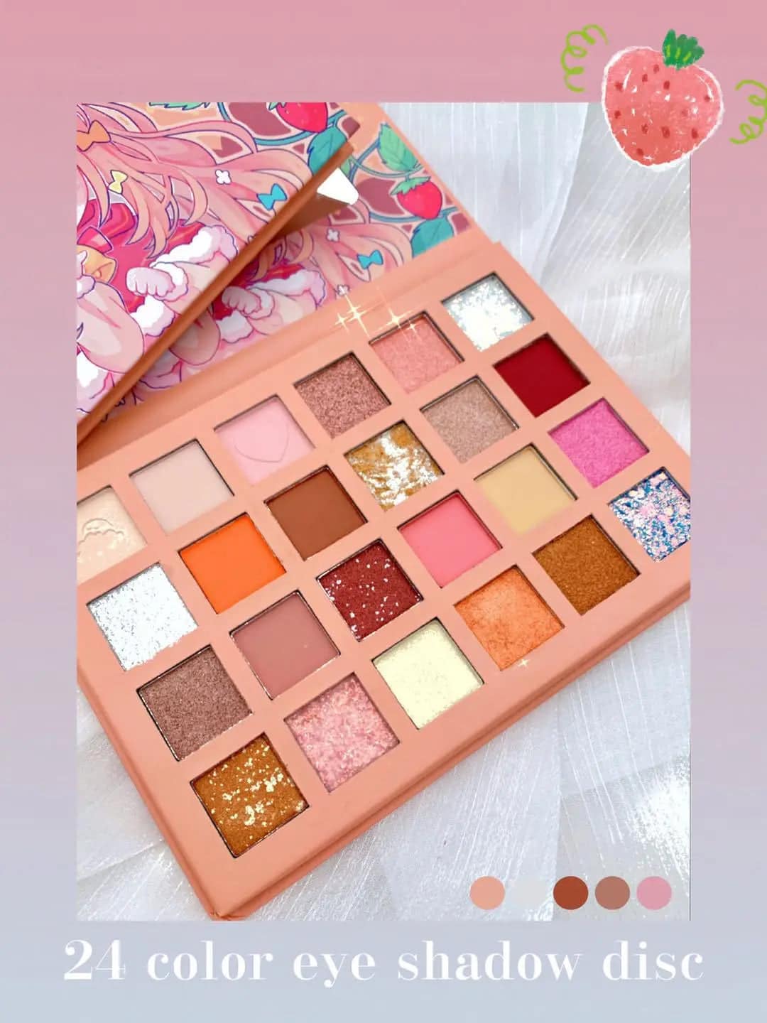 24 Colors Strawberry Girl Eyeshadow Palette Cute Cosmetics for Females - Meifu Market