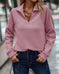 Zipper Stand Collar Pullover Sweatshirt Fashion Solid Striped Long Sleeve Top Spring And Autumn Women's Clothing Meifu Market