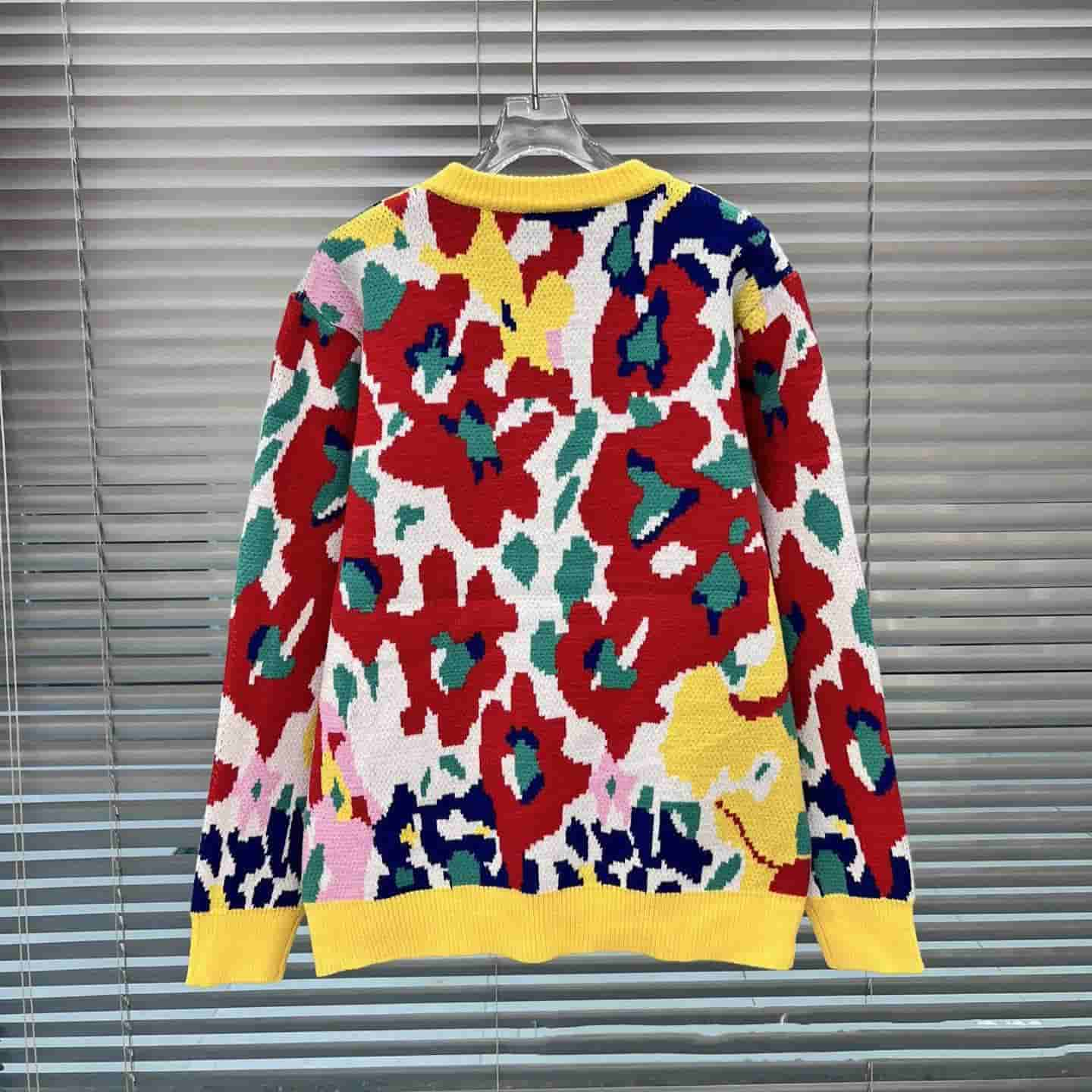 Autumn Floral Printed Knitted Pullover Women's Sweater Top