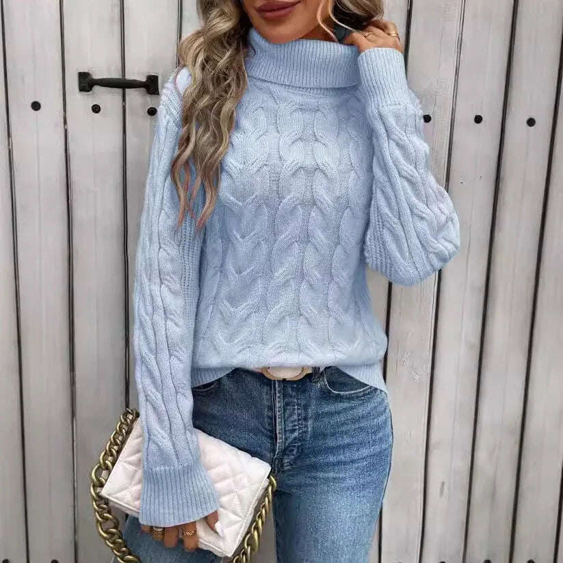 Women's Cable-knit Turtleneck Sweater Meifu Market