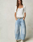 European And American Fashion Casual Women's Loose Wide-leg Pants Low Waist Washed Old Meifu Market