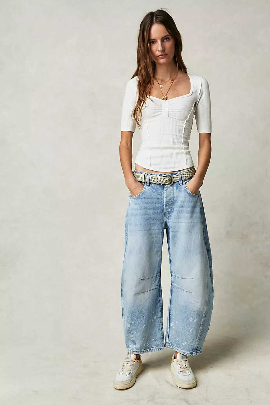 European And American Fashion Casual Women's Loose Wide-leg Pants Low Waist Washed Old Meifu Market