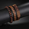 braided leather bracelet for men | vintage charm wood beads | adjustable wrap wristband | ultrasonic cleaning