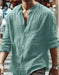 Men's Long Sleeve Shirt With Button Casual Solid Color Tops For Spring Autumn Gray - available style options
