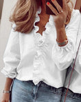 European and American new long-sleeved ruffled shirt Meifu Market