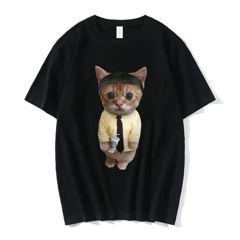 sad crying cat t-shirt | munchkin kitty graphic tee | soft cotton cat meme shirt | energy saving