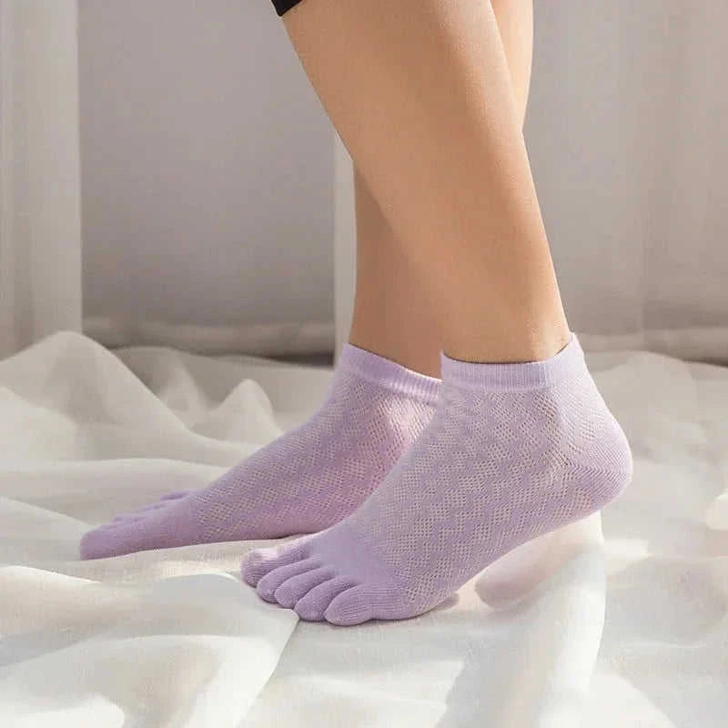 ultra-thin cotton socks | breathable toe socks for summer | moisture-wicking plain socks | ultrasonic cleaning