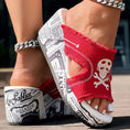Newspaper Skull Original Hem Platform Wedge Slides - Anklet Not Included Meifu Market