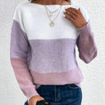 Pullover Knitted Sweater Fashion Round Neck Splicing Knitwear Loose Top Women's Clothing Meifu Market