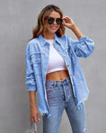 distressed denim jacket | ripped jean shirt | oversized shirt jacket | energy saving