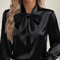 Women's Solid Color Satin Long Sleeve Casual Shirt With Bow Decor Blouse Spring Fall Daily Wear Top Meifu Market