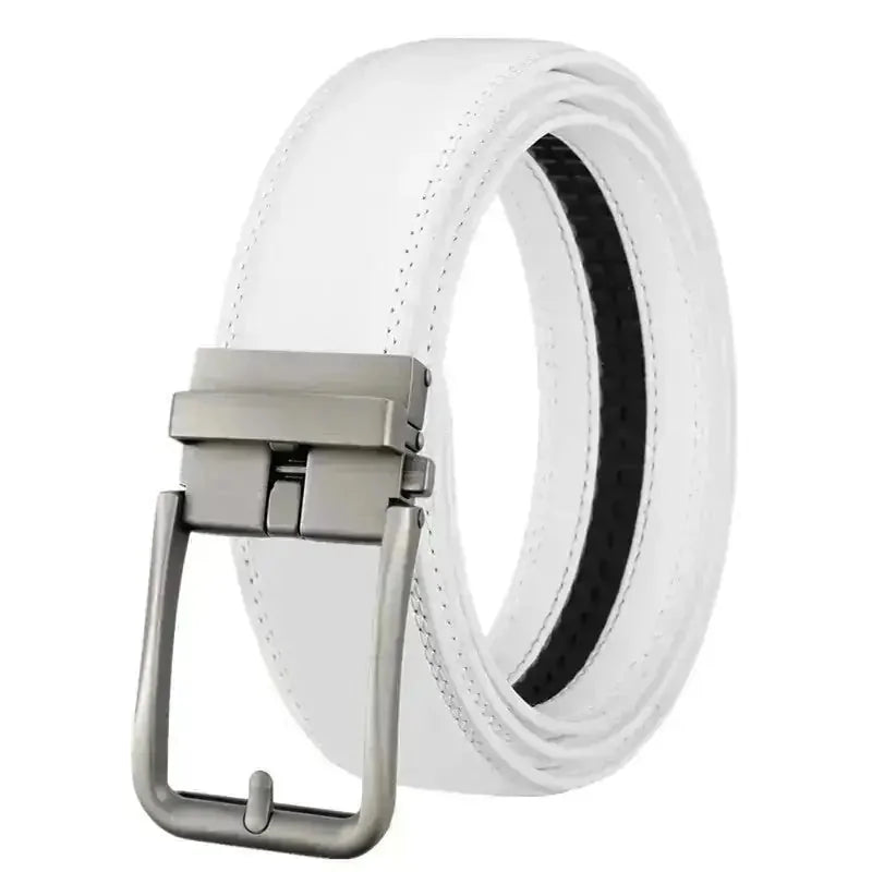 genuine leather belt | automatic buckle mechanism | stainless steel buckle | energy saving