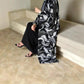abaya with drop shoulder sleeves | printed kaftan robe | long sleeve maxi dress | energy saving