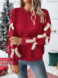 Hemp Bundle Pocket Round Neck Bow Red Christmas Sweater Girl Meifu Market