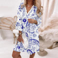 v-neck printed dress | lace stitching dress | casual vacation dress | energy saving