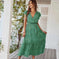 ruffle cap sleeve dress | v-neck wrap belt dress | boho floral maxi dress | ultrasonic cleaning