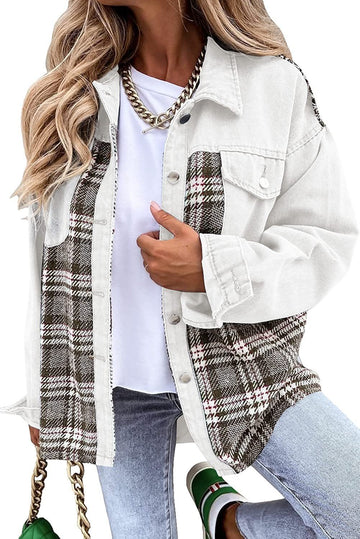 Denim Jacket Long Sleeve Plaid Button Down Shirt