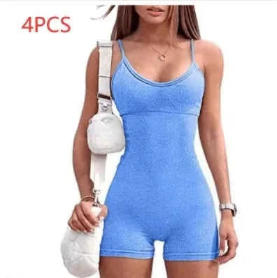 high-waisted yoga romper | moisture-wicking sportswear | seamless workout jumpsuit | ultrasonic cleaning