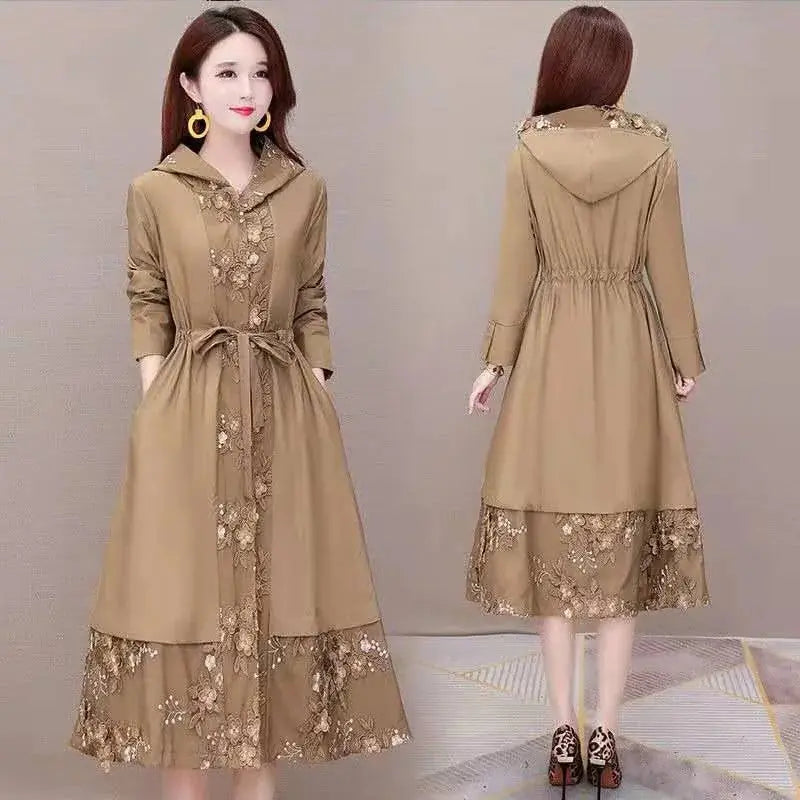 plus size trench coat women | elegant over the knee coat | waterproof trench coat | energy saving