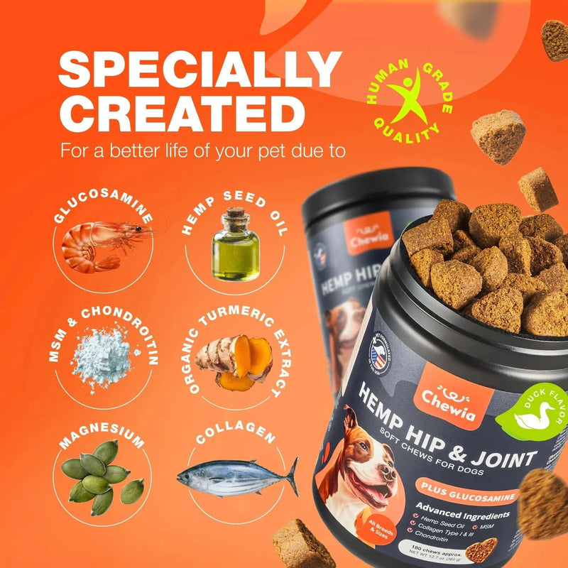 Glucosamine For Dogs Hemp Hip And Joint Supplement For Dogs Glucosamine Chondroitin Chews With MSM Turmeric Collagen For Mobility Bone Skin And Coat Health Maintains Muscle Strength Meifu Market