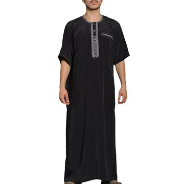lightweight cotton thobe | breathable prayer robe | long sleeve arabic robe | energy saving