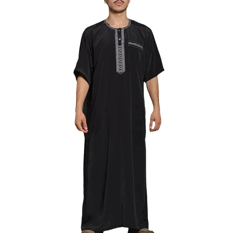 lightweight cotton thobe | breathable prayer robe | long sleeve arabic robe | energy saving