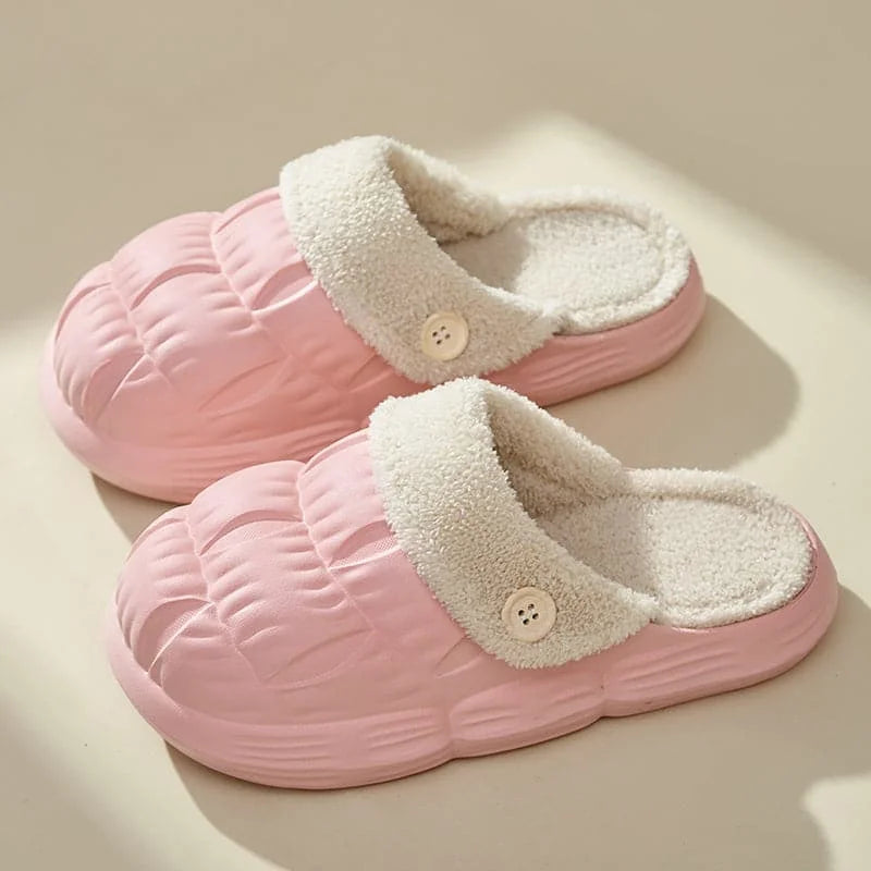 removable fluffy slippers | waterproof house shoes | non-slip indoor footwear | energy saving