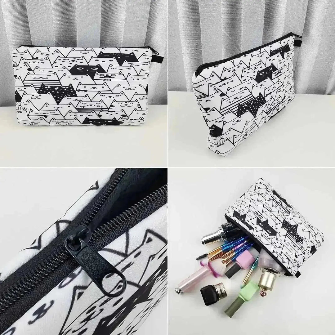 waterproof cosmetic bag | 8x5 inch makeup pouch | polyester fabric construction | ultrasonic cleaning