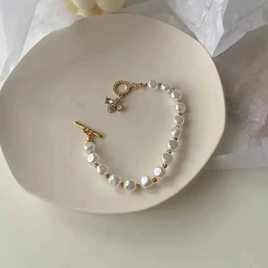 natural stone pendant bracelet | genuine pearl jewelry for women | adjustable bracelet length | ultrasonic cleaning