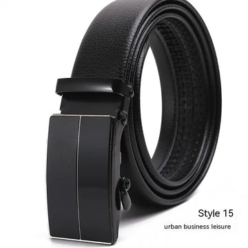 Men's Fashion Automatic Buckle Litchi Pattern Belt meifu market