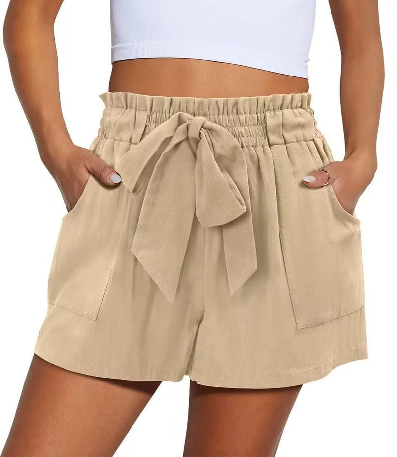 elastic waist shorts for women | drawstring casual shorts | summer solid color shorts | ultrasonic cleaning