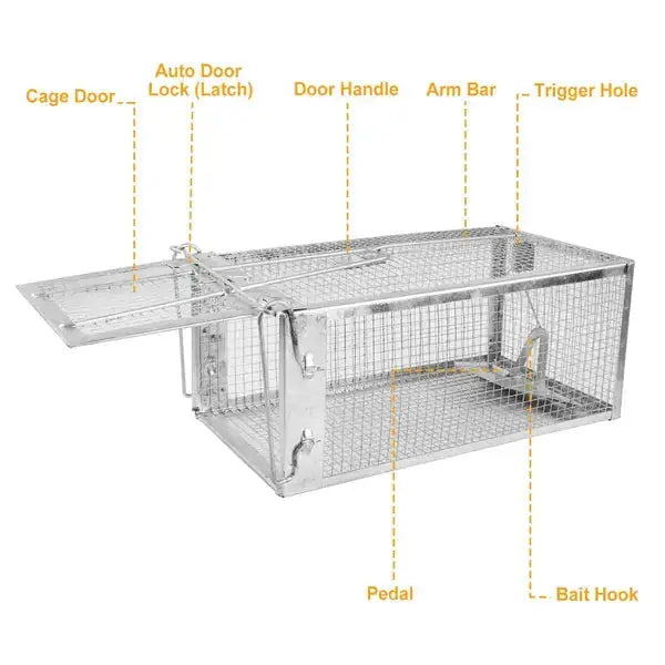 2 Pack Rat Trap Cage Humane Live Rodent Trap Cage Galvanized Iron Mice Mouse Control Bait Catch With Detachable U Shaped Rod Meifu Market