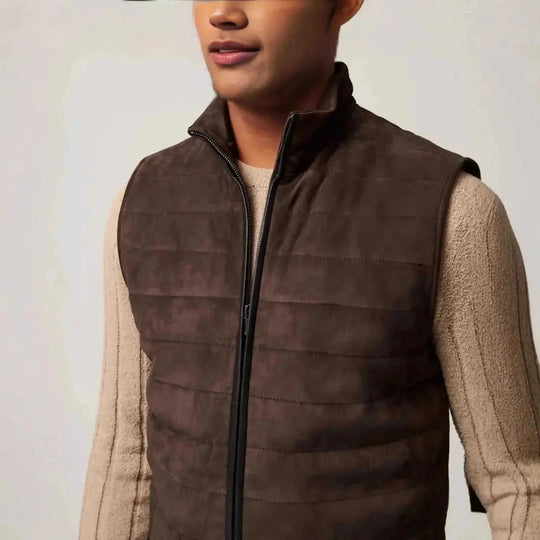 genuine leather vest | mens leather vest jacket | premium cowhide leather | energy saving