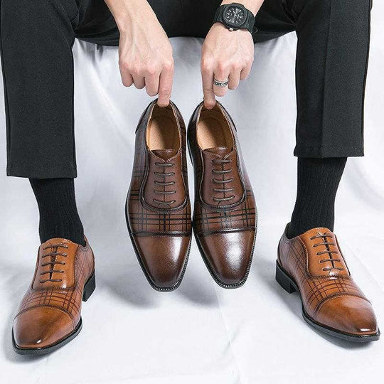 Square Toe Men's Breathable Business British Style Niche Leather Shoes Meifu Market