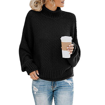 Solid Turtleneck Pullover Sweater Winter Fashion Casual Knitted Long-Sleeved Top Women's Clothing Meifu Market