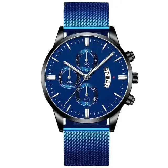 stainless-steel mesh band | 40mm case diameter | sapphire crystal glass | energy saving