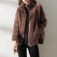 Double Faced Fleece Warm High Neck Sweater Women Cardigan Meifu Market