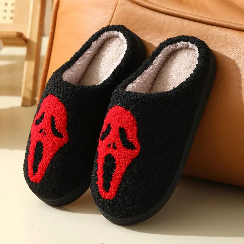 halloween skull slippers | warm cotton slippers | unisex couple slippers | ultrasonic cleaning