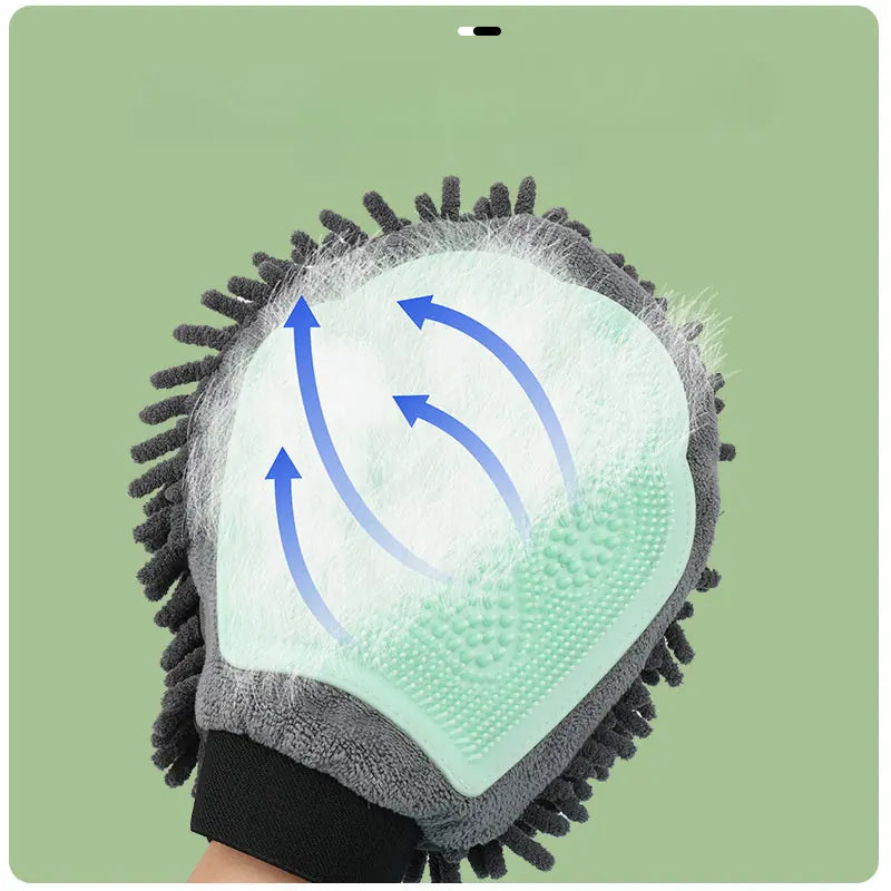 Pet Bathing Brush 2-in-1 Grooming Glove Elegant Dog Grooming Tool For Brushing, Massaging, And Drying Pet Grooming Kit For Dog Cat 2-Sided Bathing Brush Cleaning Massage Glove Meifu Market