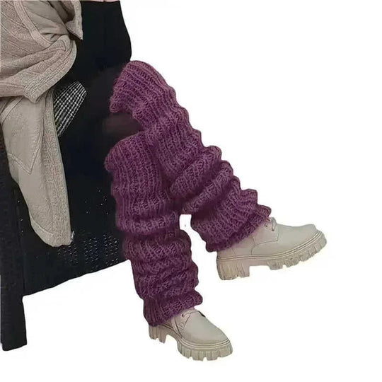 Autumn And Winter New Solid Color Mohair Long Tube Pile Style Foot Women's Fashion Casual Knitted Bunching Socks Khaki - l...