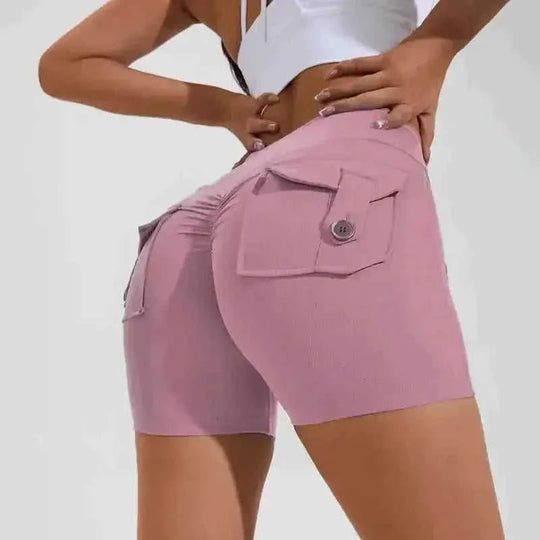 high-waisted compression shorts | quick-dry nylon fabric | 4-way stretch material | energy saving