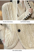 pure wool cardigan women | loose fit knitted coat | stand collar sweater | ultrasonic cleaning