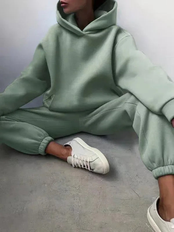 fleece-lined hoodie set | oversized hoodie and sweatpants set | loungewear two-piece outfit | ultrasonic cleaning