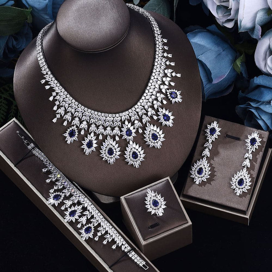 Women's Fashion Vintage Wedding Necklace Earrings Jewelry Set 